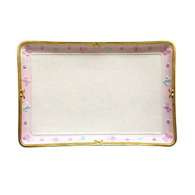 Butterfly pastel pink rectangular tray лоток, Villari
