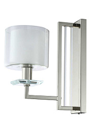 NICOLAS AP1 NICKEL/WHITE Crystal Lux NICOLAS настенное бра с текстильным абажуром и металлическим держателем никель
