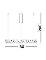 Dimmable by Remote Control Gold Metal & Opal Glass LED 72 Watt 220-240 Volt 6492Lm 3000K IP20 D: 80 H: 200 cm