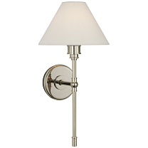 Parkington Large Tail Sconce полированный никель с льняным абажуром