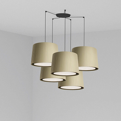 подвесной светильник черный с зелёными абажурами 5L