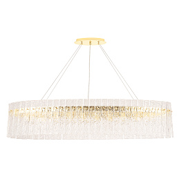 OVIEDO SP12 L1200 Crystal Lux OVIEDO подвесная люстра с вытянутым корпусом и ярусным хрустальным декором в золотистой отделке