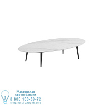 ВЫСОКИЙ СТОЛ STYLETTO LOUNGE 250X130CM, АЛЮМИНИЕВЫЕ НОЖКИ, АНТРАЦИТОВАЯ КЕРАМИЧЕСКАЯ СТОЛЕШНИЦА BIANCO STATUARIO Royal Botania
