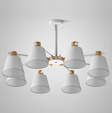 потолочный светильник на штанге с несколькими плафонами белого цвета