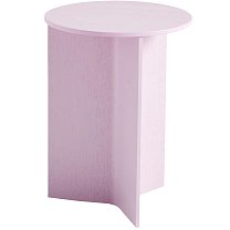 Slit Table Wood Round High Ø35 см, шпон дуба, розовый лак