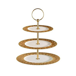 0007842-602 Villari Peacock подставка для торта с тремя ярусами из золота