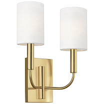 Brianna Double Sconce патинированная латунь с льняными абажурами
