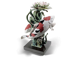1001959 Lladro Koi фарфоровая фигурка карпа с волнами