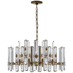 ARN5125HAB-CG Visual Comfort Bonnington люстра с многоуровневыми цилиндрическими подвесками из стекла и латунным каркасом