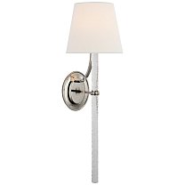 Abigail XL Sconce полированный никель и прозрачное волнистое стекло с льняным абажуром