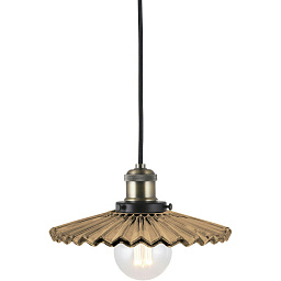 641306 Globen Lighting Cobbler подвесной светильник с гофрированным плафоном коричневого цвета