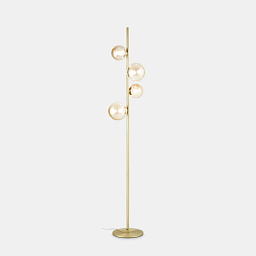 317816 Ideal lux Perlage торшер с янтарными стеклянными шарами и латунной стойкой