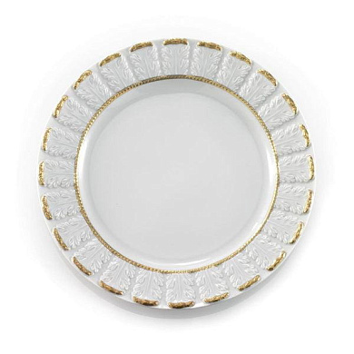 Queen elizabeth white & gold dinner plate тарелка, Villari