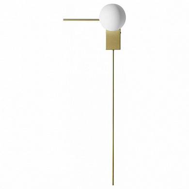 настенный накладной светильник с белым плафоном и золотой стойкой