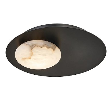 Бра Favourite Murmel 4557-1W — бра-диск с алебастровым плафоном-эллипсом, чёрный каркас