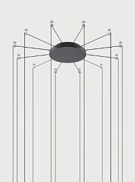 R10L12 2000 Lodes RADIAL CANOPY MAX 12 LIGHTS ø 25CM MATT BLACK CE Основание подвесного светильника черный