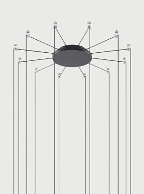R10L12 2000 Lodes RADIAL CANOPY MAX 12 LIGHTS ø 25CM MATT BLACK CE Основание подвесного светильника черный