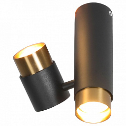 LSP-8378 Lussole Gilbert потолочный спот с поворотным корпусом в чёрно-золотом цвете