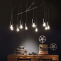 158860 Ideal lux Pop подвесная люстра с десятью ламповыми патронами в индустриальном стиле