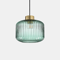237428 Ideal lux Mint подвесной светильник с зелёными стеклянными плафонами на золотистой фурнитуре