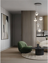Triac Dimmable Clear & White Cloud Glass, White Marble, Brass Gold Metal, Matt Black Metal Base LED 30Watt 220-240Volt 2168Lm IP20 3000K D:46 H:150 cm