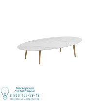 СТОЛ STYLETTO HIGH LOUNGE 250X130CM НОГИ ТИКА КЕРАМИЧЕСКАЯ СТОЛЕШНИЦА BIANCO STATUARIO Royal Botania