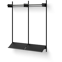41966 New Works New Works Shelving System настенная конструкция с ясеневыми полками и вертикальными опорами черного цвета