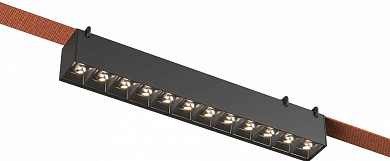 линейный трековый светильник с черным корпусом и холодным свечением для ременной системы 48V