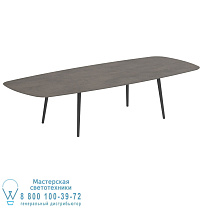 НИЗКИЙ ОБЕДЕННЫЙ СТОЛ STYLETTO 300X120CM, АЛЮМИНИЕВЫЕ НОЖКИ, АНТРАЦИТОВАЯ КЕРАМИЧЕСКАЯ СТОЛЕШНИЦА TERRA MARRONE Royal Botania