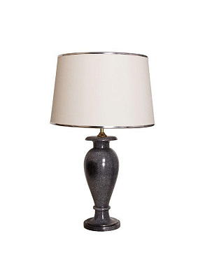 Charcoal Marble Vase Table Lamp With White Fabric Shade настольная лампа FOS Lighting Flower-BlackMarble-ChromeRimWhite14-TL1