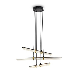 FR5557PL-L22B1 Freya Brilliance подвесной светильник с геометрическим каркасом и горизонтальными световыми элементами