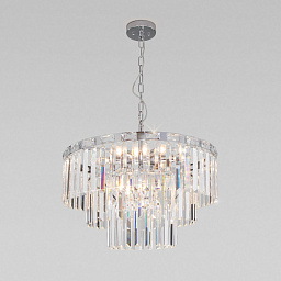 a060642 Eurosvet Elegante подвесная люстра с каскадом стеклянных подвесок на цепи