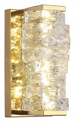 настенный светильник с рифлёным стеклянным корпусом и золотистой рамкой