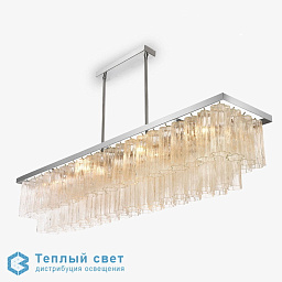 CL440-90-CLEAR Bella Figura Pentagon прямоугольная люстра с рядами продолговатых хрустальных подвесок