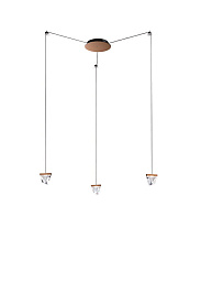 F41G01 Bronze - 3000K Fabbian Tripla подвесной светильник с тремя прозрачными коническими плафонами