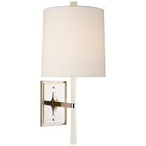Refined Rib Sconce китайский белый и полированный никель с льняным абажуром