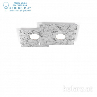 Kolarz SQUARE A1337.12.1.VinAg потолочный светильник белый серебро длина 44cm ширина 32cm высота 3.5cm 2 лампы gx53