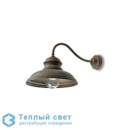 уличное настенное бра с изогнутым кронштейном и стеклянным куполом