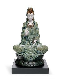 Фарфоровая статуэтка богини Гуаньинь Kwan Yin Lladro, зелёная 01001941