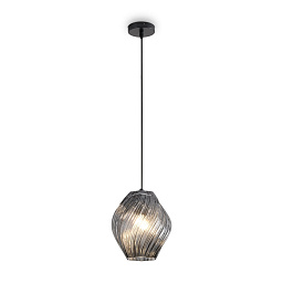FR5547PL-01SM Freya Shiny подвесной светильник с рифлёным плафоном из дымчатого стекла в форме капли