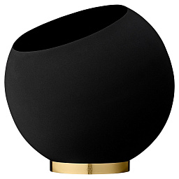 504670050014 GLOBE AYTM Крупное кашпо в виде чёрного шара с золотой подставкой Ø37 см
