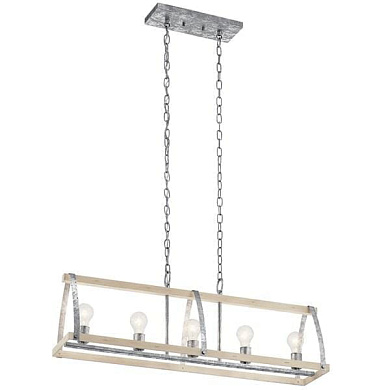 Gartin 36" 5 Light Linear Chandelier Galvanized Steel White-Washed Wood люстра 82343 Kichler