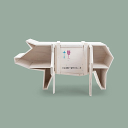 SE16366W Seletti Sending Animals деревянный шкаф в форме свиньи с раскладной конструкцией