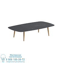 ВЫСОКИЙ СТОЛ STYLETTO LOUNGE 220x120CM НА НОЖКАХ ТИКА КЕРАМИЧЕСКАЯ СТОЛЕШНИЦА NERO MARQUINA Royal Botania