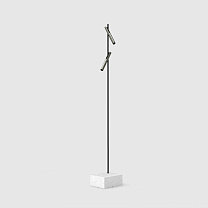 esprit double floor black, brushed gold lamphead carrara marble base