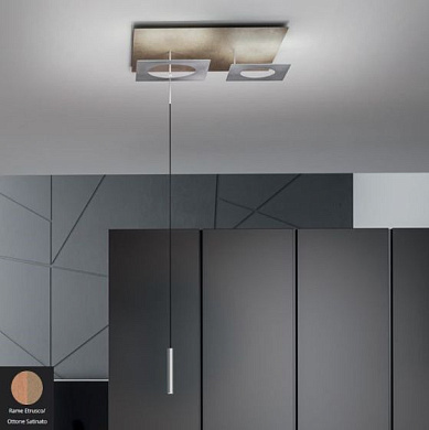 PETRA-S3REOT Icone Petra SOSPENSIONE 41+13W 3000K RAME ETRUSCO - OTTONE SATIN Одинарный подвес