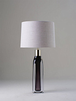 Charcoal with Aged Brass with 14 Drum in Natural Linen with Cream Card lining