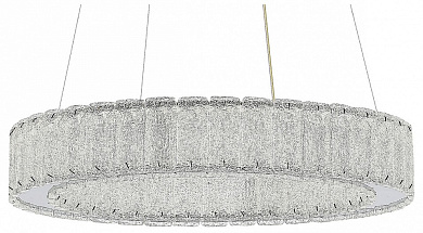 подвесной кольцевой светильник с хромированной поверхностью и рассеивателем из стекла