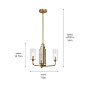 Kimrose 3 Light Chandelier with Clear Fluted Glass Brushed Natural Brass люстра 52410BNB Kichler