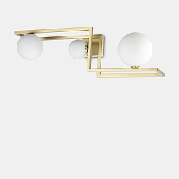 284330 Ideal lux Angolo потолочный светильник с двумя стеклянными шарами на латунной планке